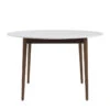Round White Matte Meeting Table W/ Solid Ash Wood Legs