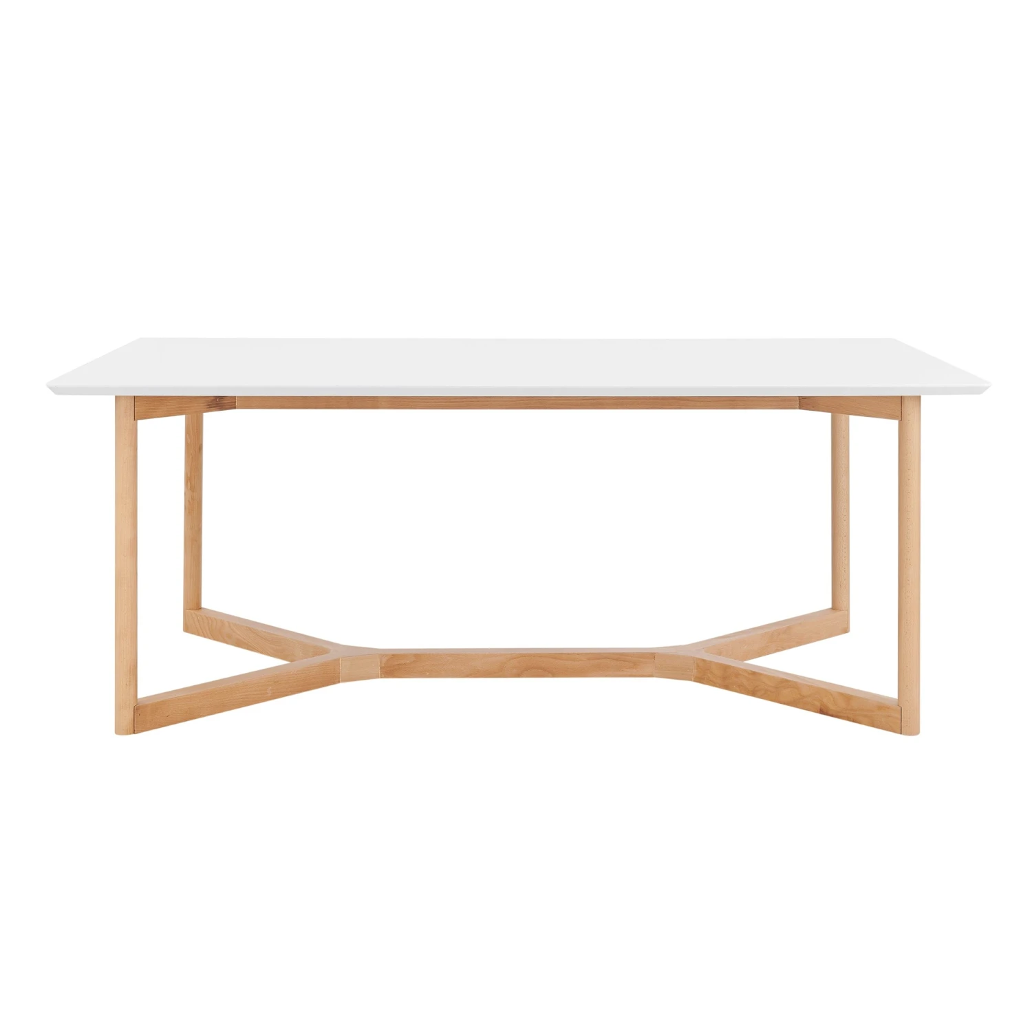 Scandinavian 79" Office Desk With Matte White Lacquer Top & Beech Wood Base 1 Scandinavian 79" Office Desk With Matte White Lacquer Top & Beech Wood Base