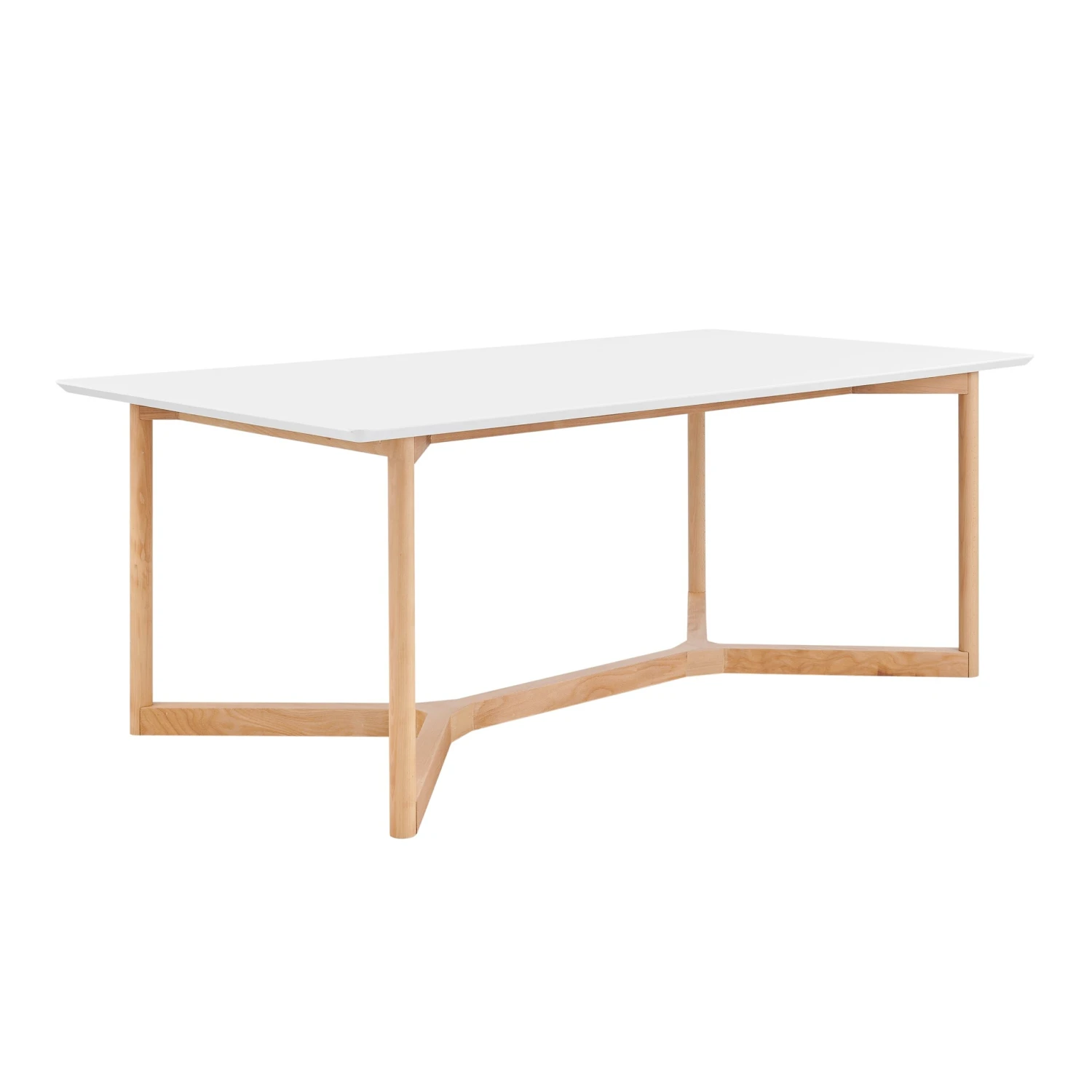 Scandinavian 79" Office Desk With Matte White Lacquer Top & Beech Wood Base 2 Scandinavian 79" Office Desk With Matte White Lacquer Top & Beech Wood Base - Image 2