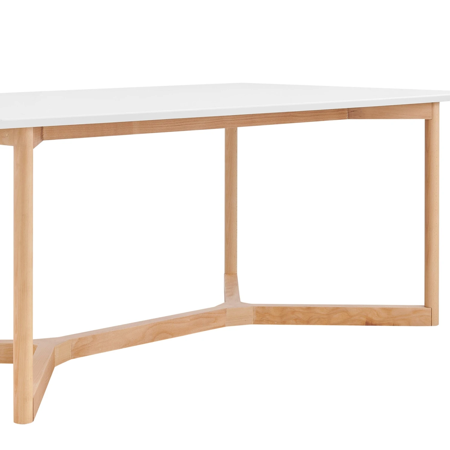 Scandinavian 79" Office Desk With Matte White Lacquer Top & Beech Wood Base 4 Scandinavian 79" Office Desk With Matte White Lacquer Top & Beech Wood Base - Image 4
