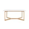 63" Matte White Natural Beech Wood Executive Office Desk