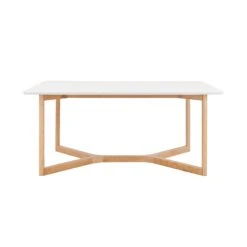 63" Matte White Natural Beech Wood Executive Office Desk