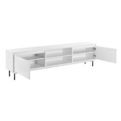 79" White Credenza With 2 Cabinets & Open Shelves -Home Decor Shop 90693WHT KIT 03