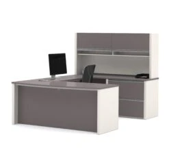 U-shaped Desk With Hutch In Slate & Sandstone -Home Decor Shop 93863 59 1