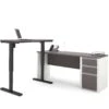 71" Slate & Sandstone Single Pedestal Desk & 48" Standing Desk