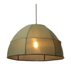 Brown Fabric Office Pendant Lamp W/ Steampunk Aesthetic