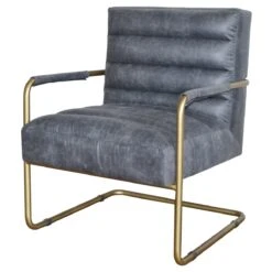 Vintage Midnight Padded Guest Or Office Chair W/ Gold Frame -Home Decor Shop 9900001 VMN preview