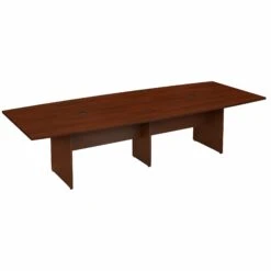 120" Boat Shaped Conference Table With Wood Base In Hansen Cherry