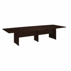 120" Boat Shaped Conference Table With Wood Base In Mocha Cherry