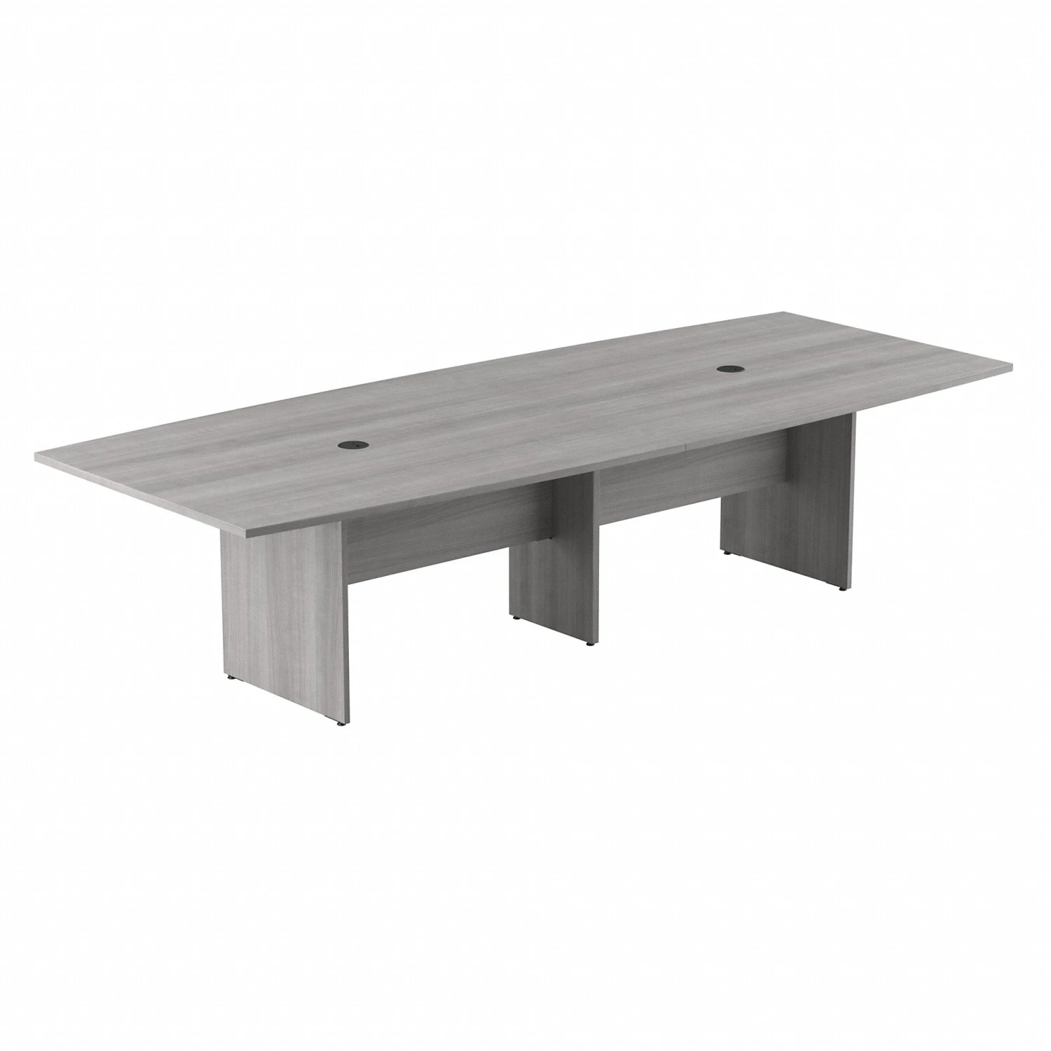 120" Boat Shaped Conference Table With Wood Base In Platinum Gray 1 120" Boat Shaped Conference Table With Wood Base In Platinum Gray