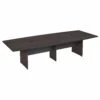 120" Boat Shaped Conference Table With Wood Base In Storm Gray