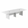 120" Boat Shaped Conference Table With Wood Base In White