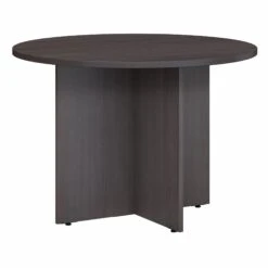 42" Round Conference Table With Wood Base In Storm Gray