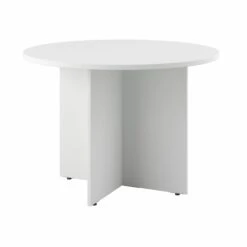 42" Round Conference Table With Wood Base In White