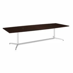 120" Boat-Top Conference Desk In Mocha Cherry With Metal Base