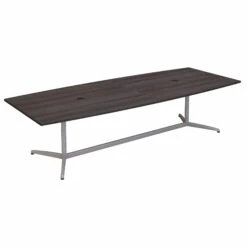 120" Boat-Top Conference Table With Metal Base In Storm Gray