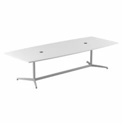 120" Boat-Top Conference Table With Metal Base In White