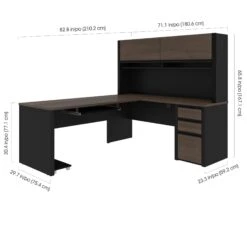 71" X 83" L-shaped Desk With Included Hutch In Antigua And Black -Home Decor Shop 9rc6H9151uU5QZ5E9uGc1297Vv4Y3n1C