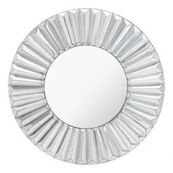 Silver Mirror Framed W/ Geometric Radiating Waves