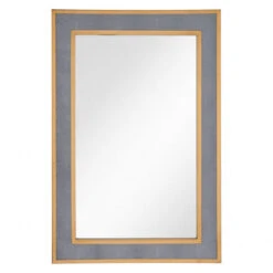 Classic Rectangular Wide Gray & Gold-Framed Mirror