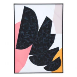 Bold Orange, Pink, & Black Painting On Canvas