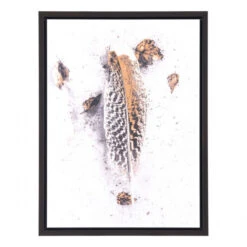 Office Wall Art W/ Feathered Plume & Autumn Leaves