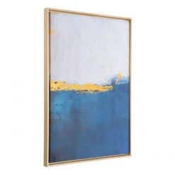 Blue & Yellow Wall Art W/ Gold Frame