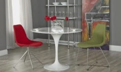 40" Compact Round High-Gloss White Meeting Table -Home Decor Shop ASTRID DAX ANHITA 01
