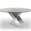 Glass & Chromed Steel Circular Modern 59" Meeting Table