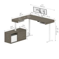 71" Dual Monitor Programmable L-Shaped Desk With Credenza In Walnut Gray And White -Home Decor Shop AqPszd25D3p2YSUFs3Mdd1Xkt1I709P4