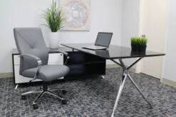 Boss Gray Leather Y-Design Office Chair