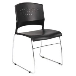 Boss Classic Stackable Black & Chrome Guest Or Conference Chairs (Set Of 2)