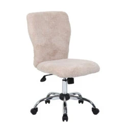Boss Cream Fur & Silver Office Chair
