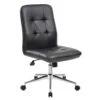 Black Faux Leather Armless Chair On Casters From Boss