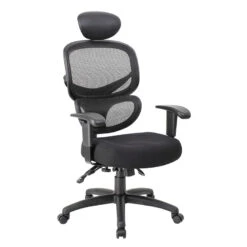 Classic Ergonomic Black Mesh Office Chair W/ Headrest From Boss