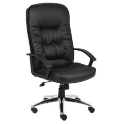 Boss Black Faux Leather Office Chair W/ Chrome Base