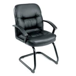 Boss S-Design Black Faux Leather Mid Back Guest Chair