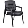 Boss Executive 4-Leg Black Faux Leather Mid Back Guest Chair