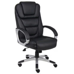 Boss Foldable Black Leather Office Chair W/ Waterfall Seat