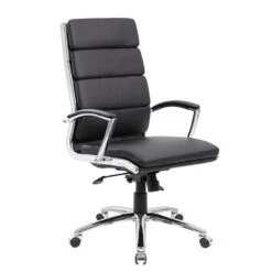 Boss Black Faux Leather Office Chair W/ Padded Back & Seat