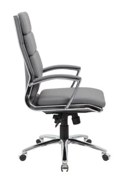 Boss Gray Faux Leather Office Chair W/ Padded Back & Seat -Home Decor Shop B9471 GY 1 1