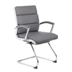 Boss Gray Faux Leather & Chrome S-Design Guest Chair