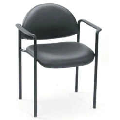 Boss Versatile Rounded Black Faux Leather Guest Or Conference Chair (Set Of 2)