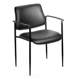 Boss Classic Black Faux Leather Guest Or Conference Chair W/ Tapered Legs (Set Of 2)