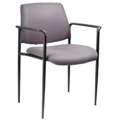 Boss Classic Gray Fabric Guest Or Conference Chair W/ Tapered Legs (Set Of 2)