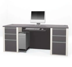 71" Double Pedestal Executive Desk In Slate & Sandstone