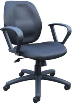 Boss Comfortable Mid-Back Black Task Chair With Loop Armrests