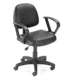 Boss Black LeatherPlus Task Computer Chair With Loop Arms