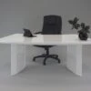 Modern White Lacquer Curved Executive Desk – Sleek, Spacious, And Professional