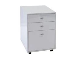 Modern White Lacquer Curved Executive Desk With Mobile Files -Home Decor Shop Bali WG File D3